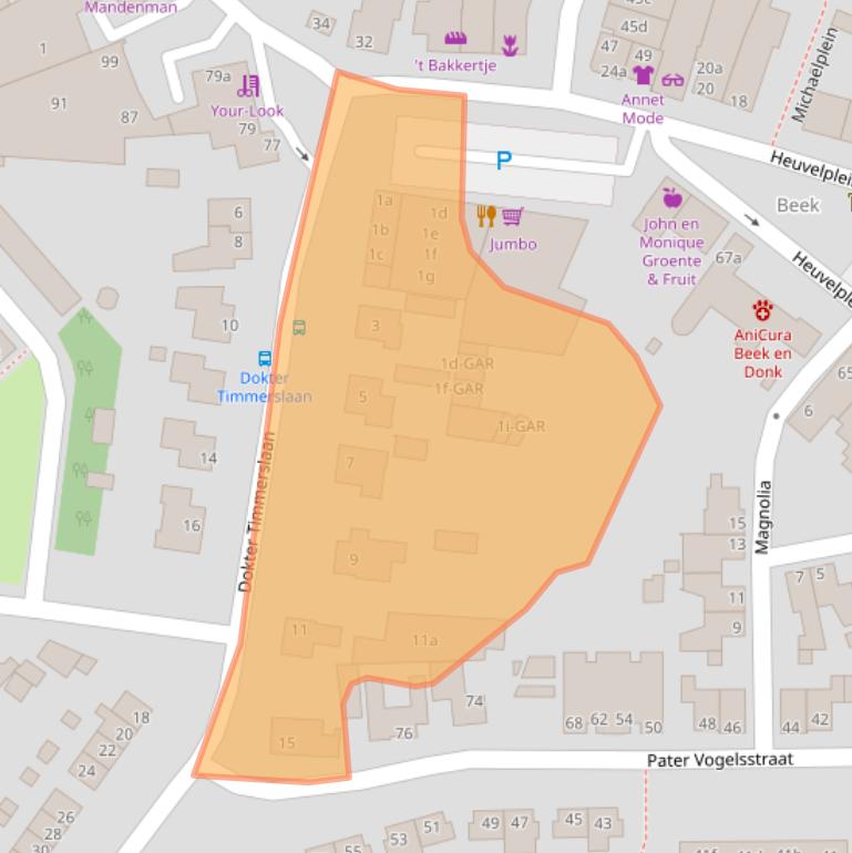 Kaart van postcodegebied 5741XE.