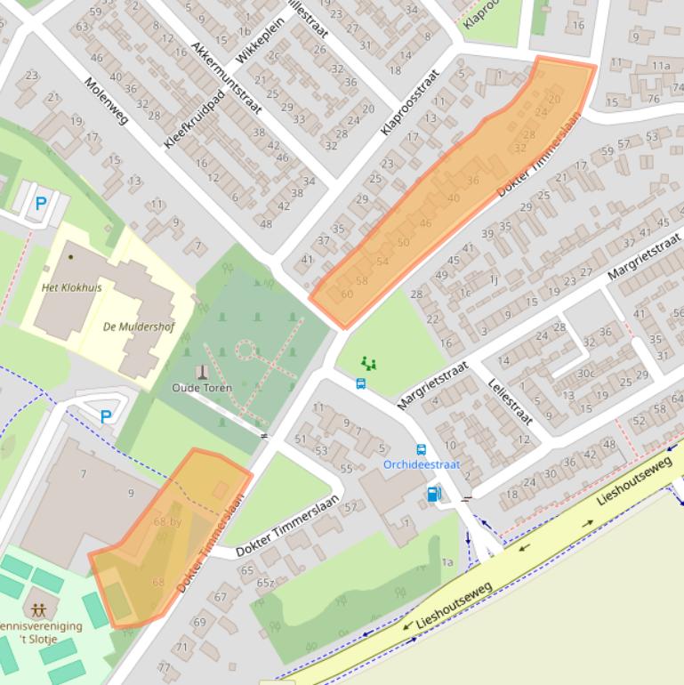 Kaart van postcodegebied 5741XJ.