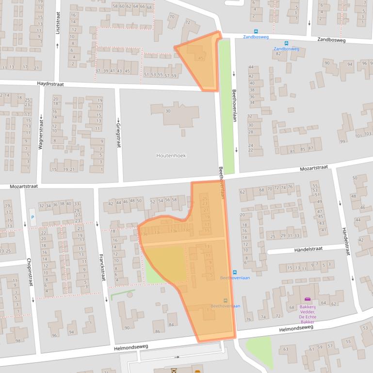 Kaart van postcodegebied 5751EX.