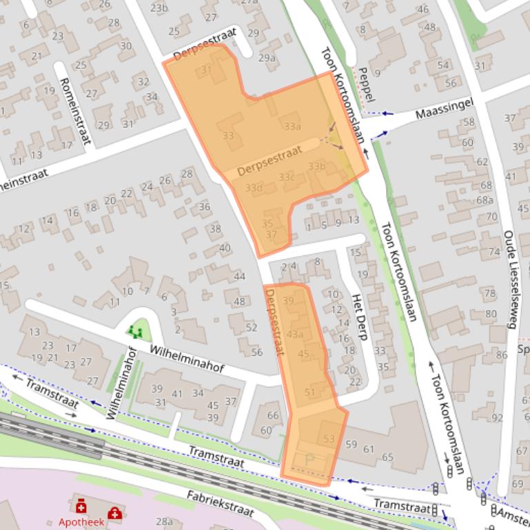 Kaart van postcodegebied 5751KB.