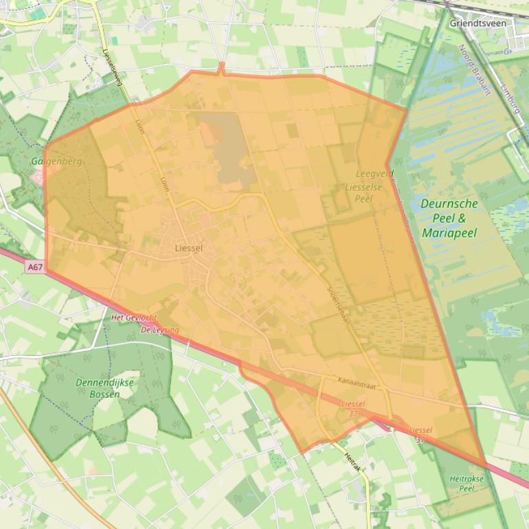 Kaartafbeelding, ingezoomd op postcodegebied 5757.