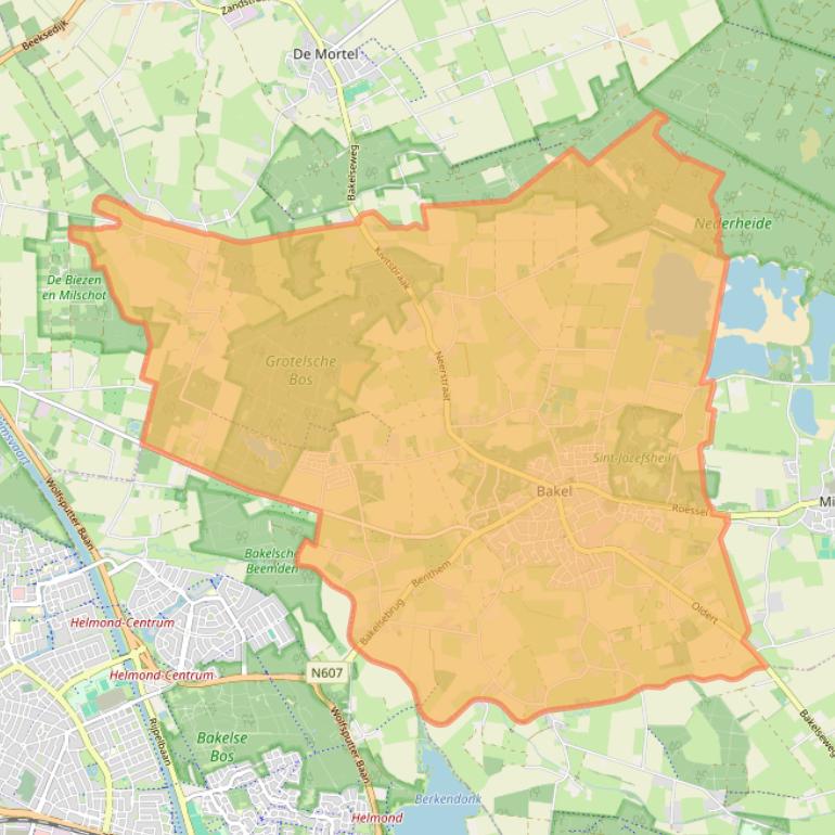 Kaart van postcodegebied 5761.