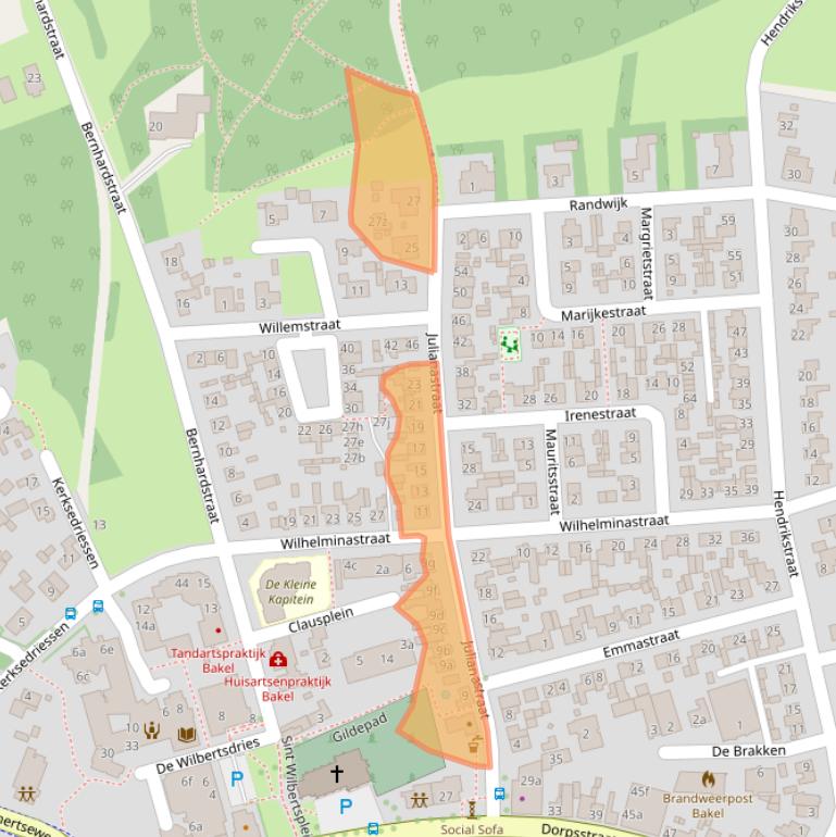 Kaart van postcodegebied 5761BA.