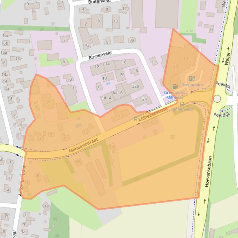 Kaart van postcodegebied 5763AD.