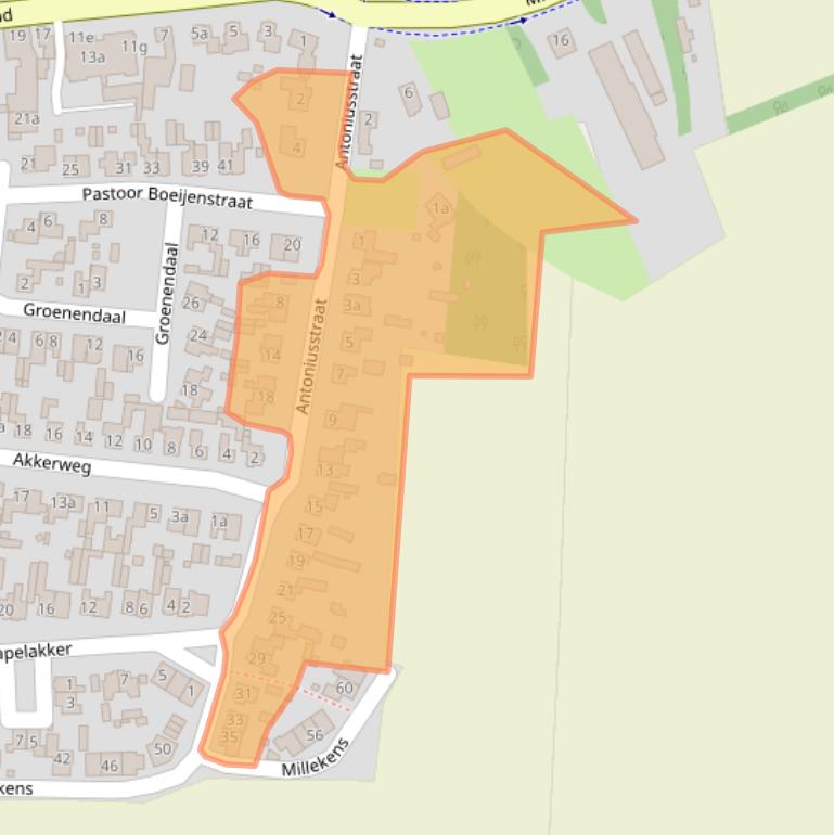 Kaart van postcodegebied 5763AE.