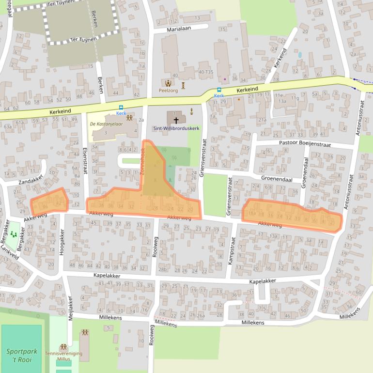 Kaart van postcodegebied 5763AN.