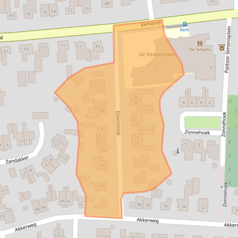 Kaart van postcodegebied 5763AP.