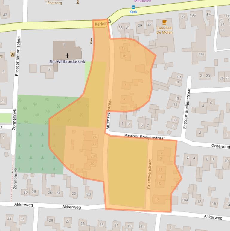 Kaart van postcodegebied 5763AR.