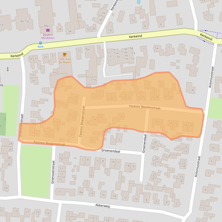 Kaart van postcodegebied 5763AS.