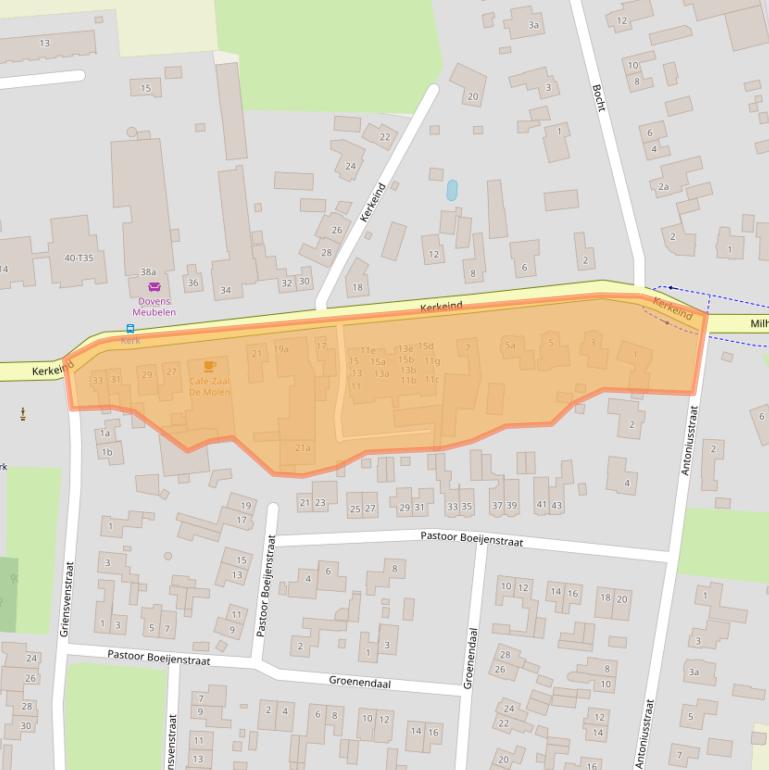 Kaart van postcodegebied 5763BA.