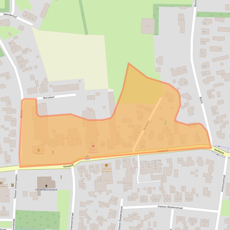 Kaart van postcodegebied 5763BC.