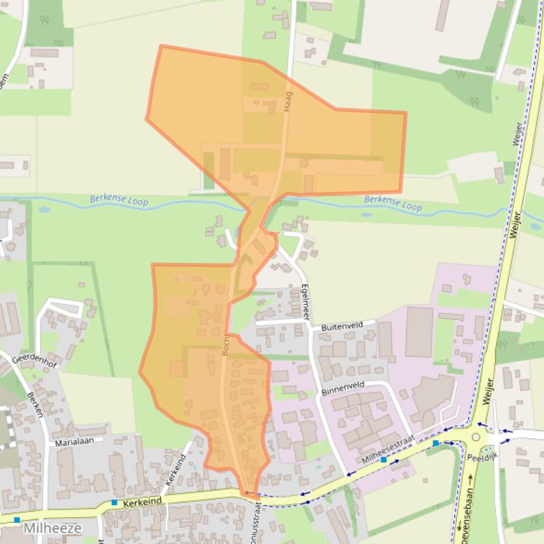 Kaart van postcodegebied 5763BE.