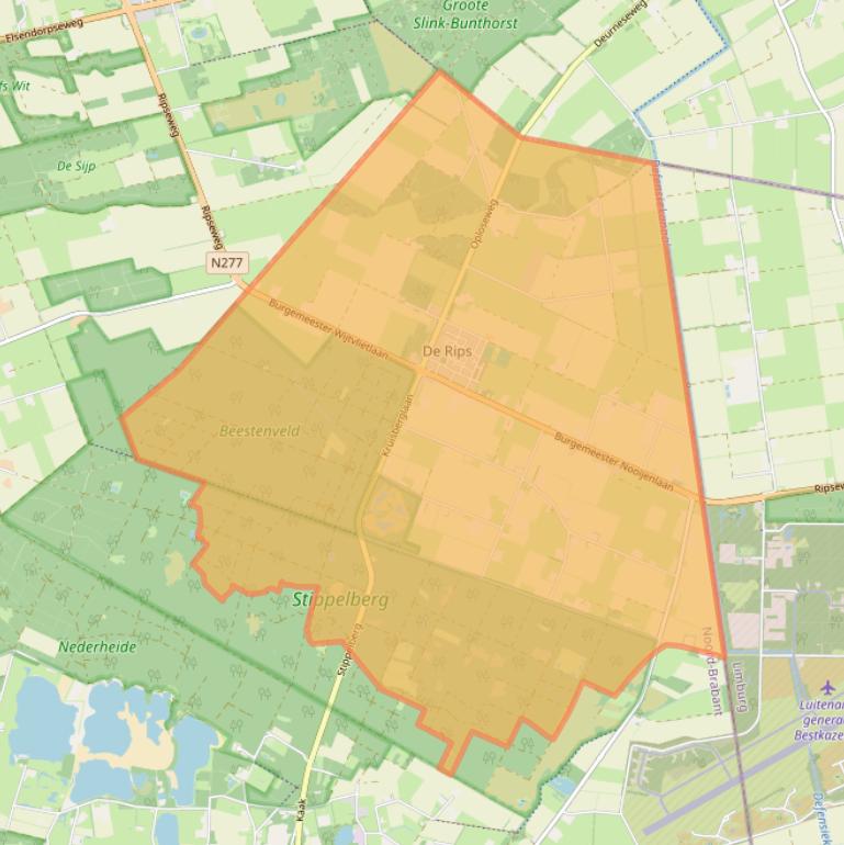 Kaart van postcodegebied 5764.