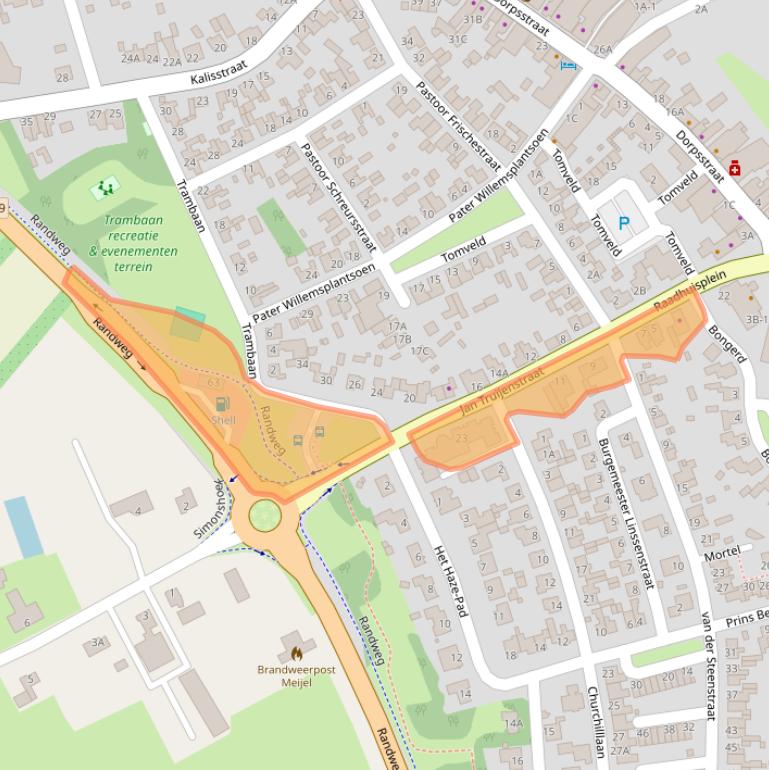 Kaart van postcodegebied 5768CA.