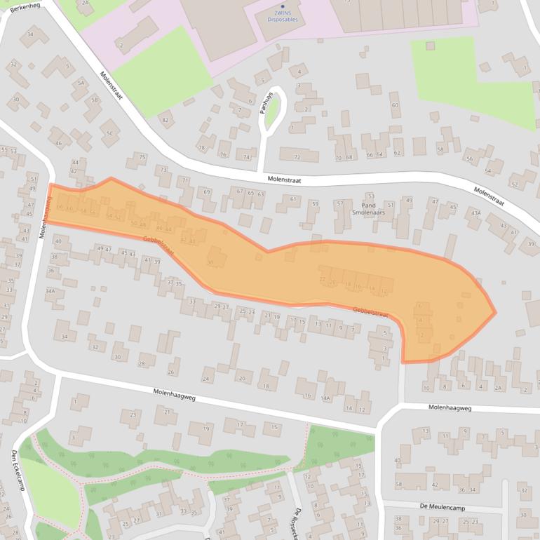 Kaart van postcodegebied 5768ER.