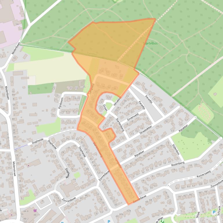 Kaart van postcodegebied 5768GP.