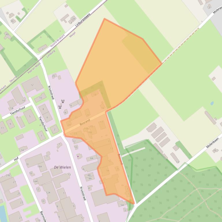 Kaart van postcodegebied 5768RZ.