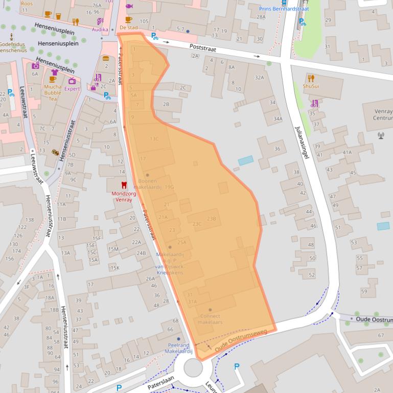 Kaart van postcodegebied 5801AT.