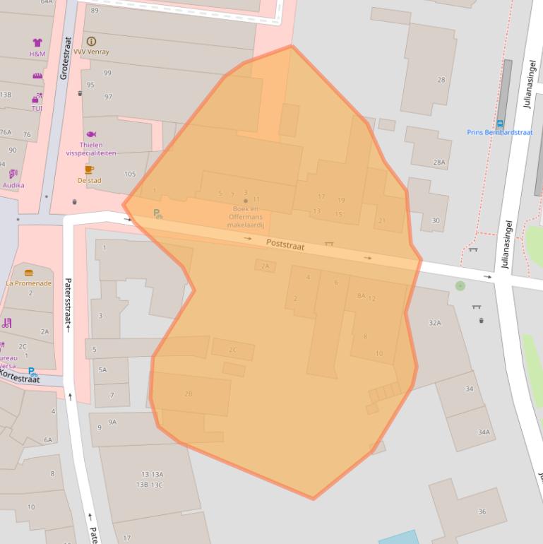 Kaart van postcodegebied 5801BC.