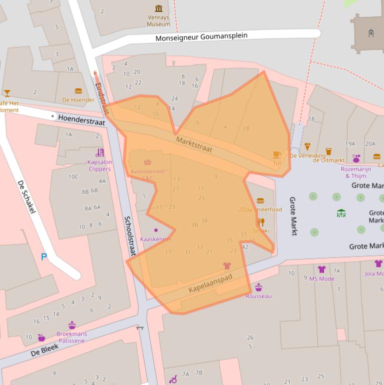 Kaart van postcodegebied 5801BM.