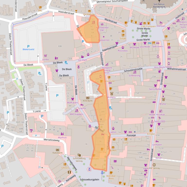 Kaart van postcodegebied 5801BP.
