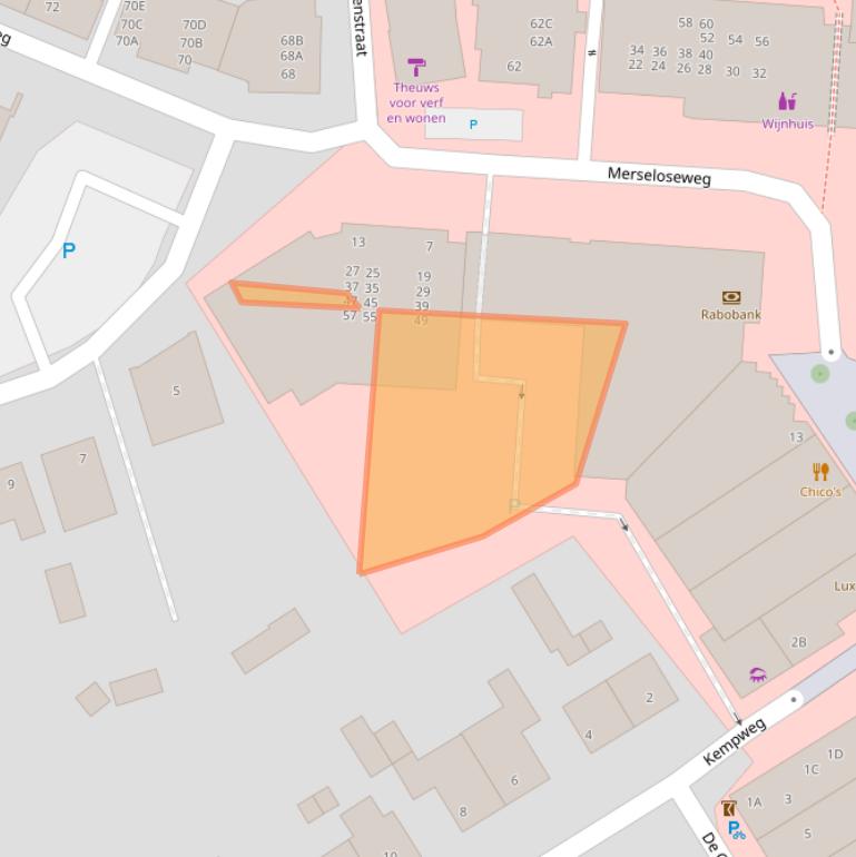 Kaart van postcodegebied 5801CB.