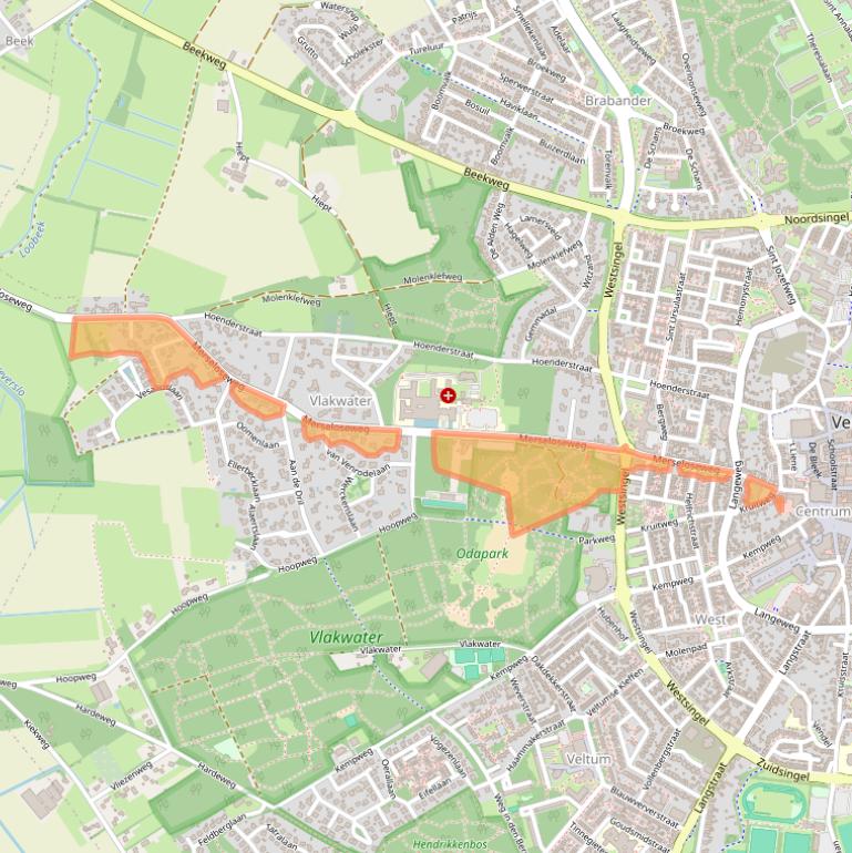 Kaart van postcodegebied 5801CC.