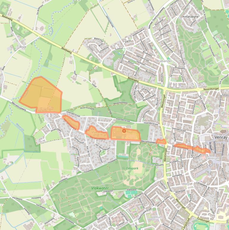 Kaart van postcodegebied 5801CE.