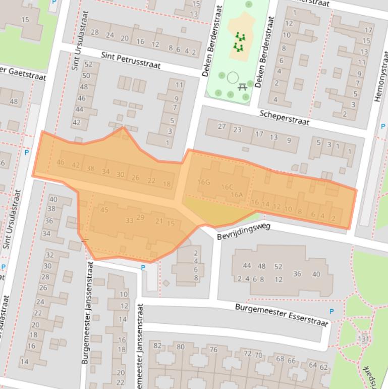 Kaart van postcodegebied 5801CX.