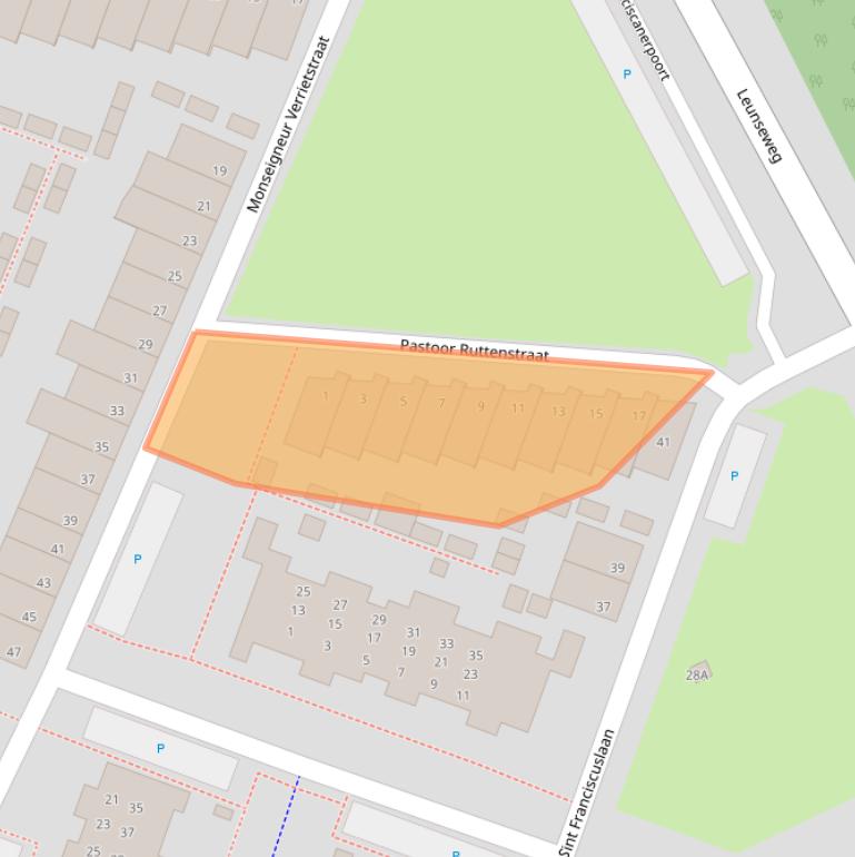 Kaart van postcodegebied 5801DK.