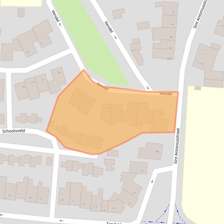 Kaart van postcodegebied 5801DZ.