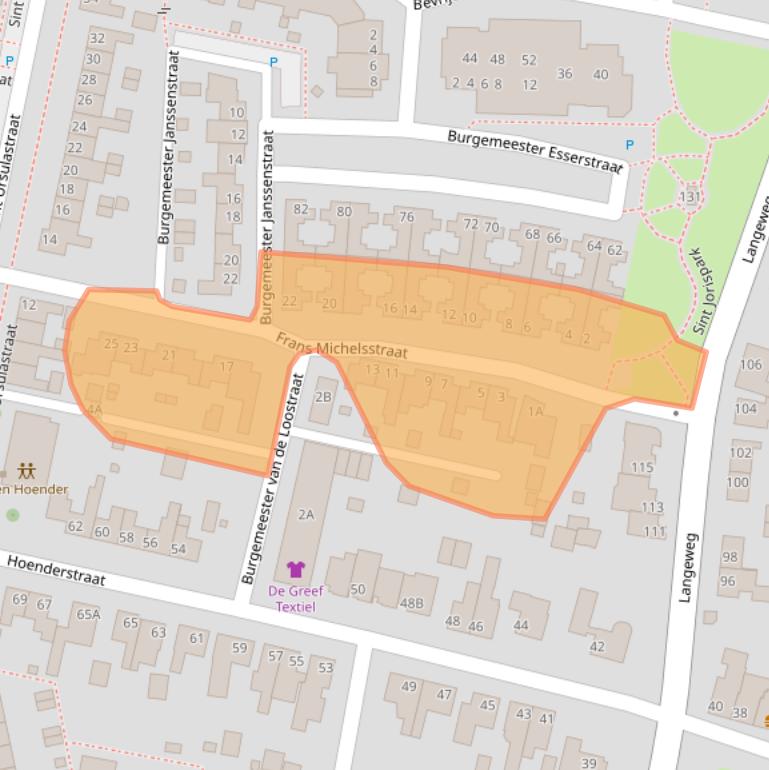 Kaart van postcodegebied 5801EA.
