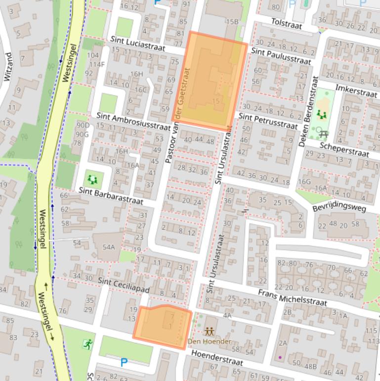 Kaart van postcodegebied 5801EM.