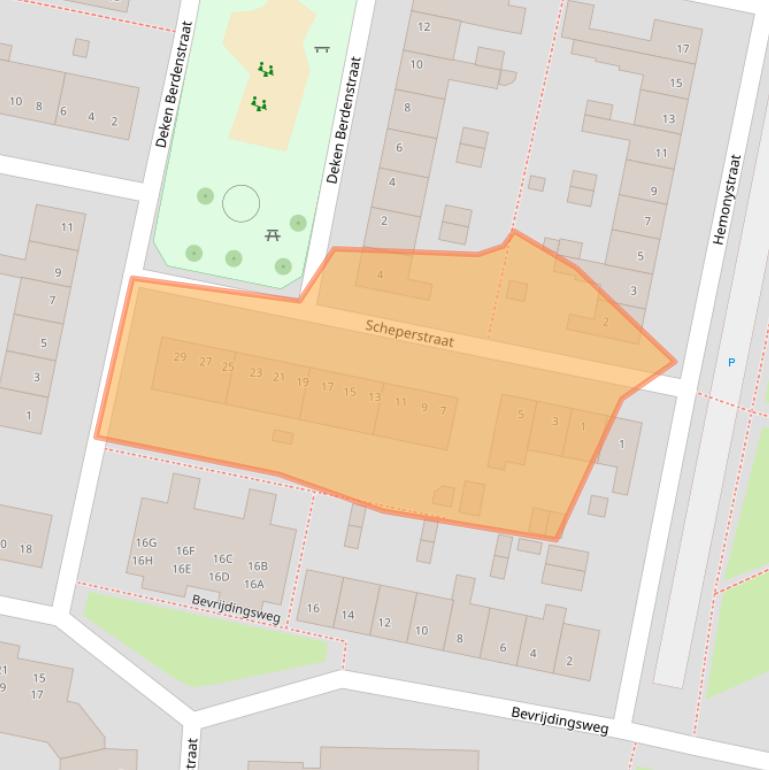 Kaart van postcodegebied 5801EV.