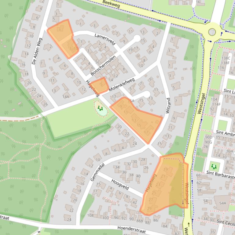 Kaart van postcodegebied 5801HB.