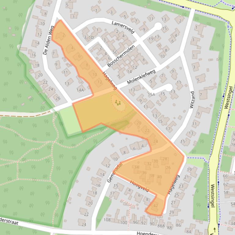 Kaart van postcodegebied 5801HC.