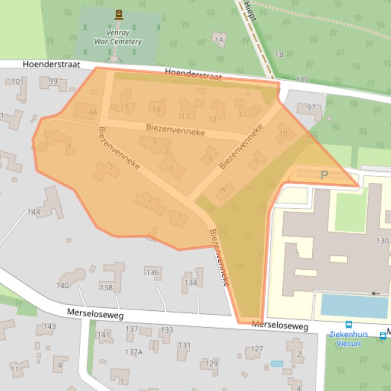 Kaart van postcodegebied 5801HN.