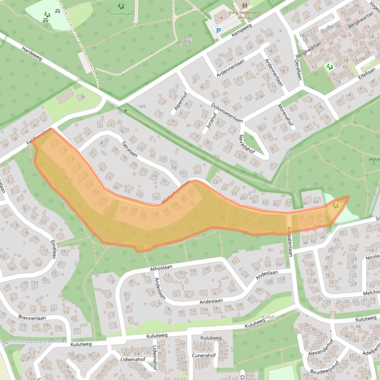 Kaart van postcodegebied 5801KG.