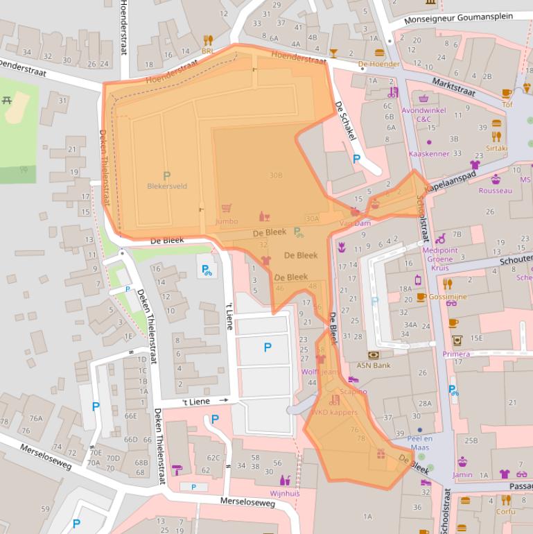 Kaart van postcodegebied 5801MD.