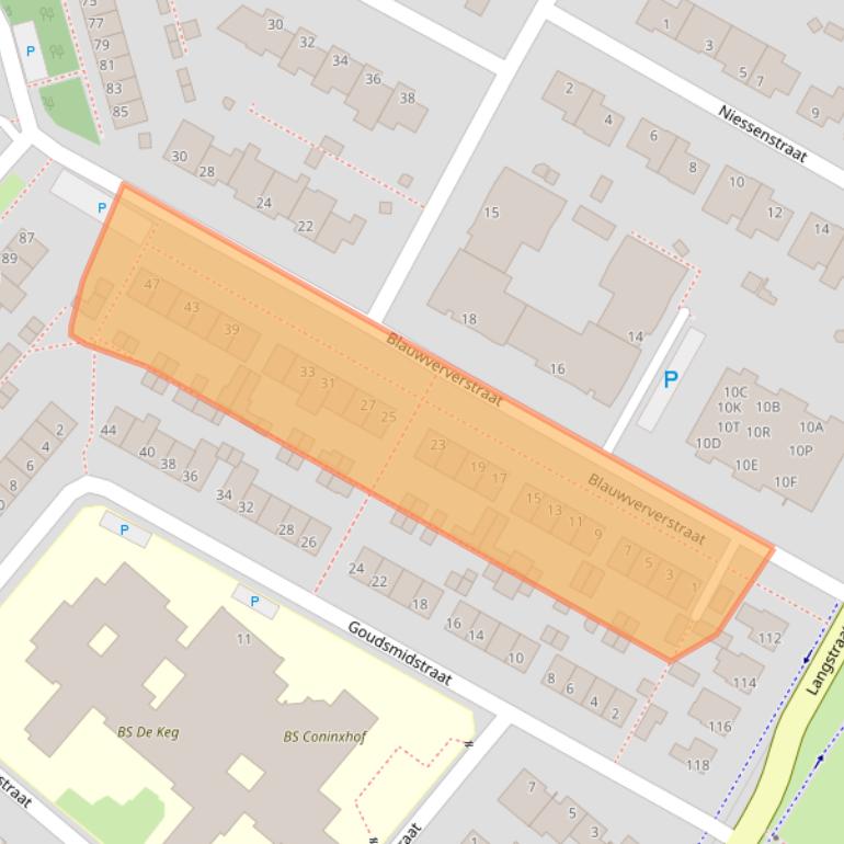 Kaart van postcodegebied 5801RL.