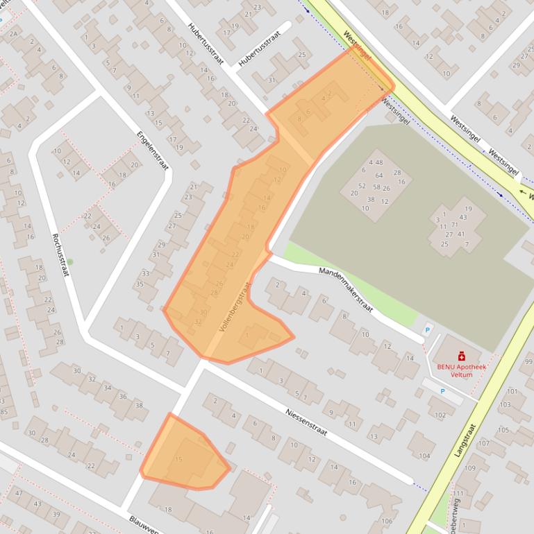 Kaart van postcodegebied 5801RP.