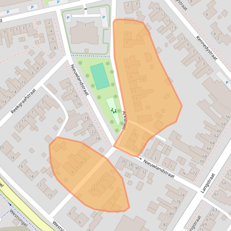 Kaart van postcodegebied 5801VG.