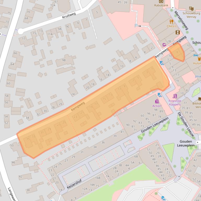Kaart van postcodegebied 5801VL.