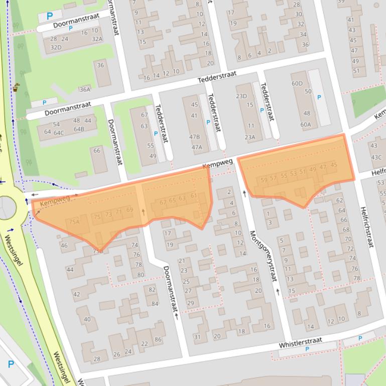 Kaart van postcodegebied 5801VN.
