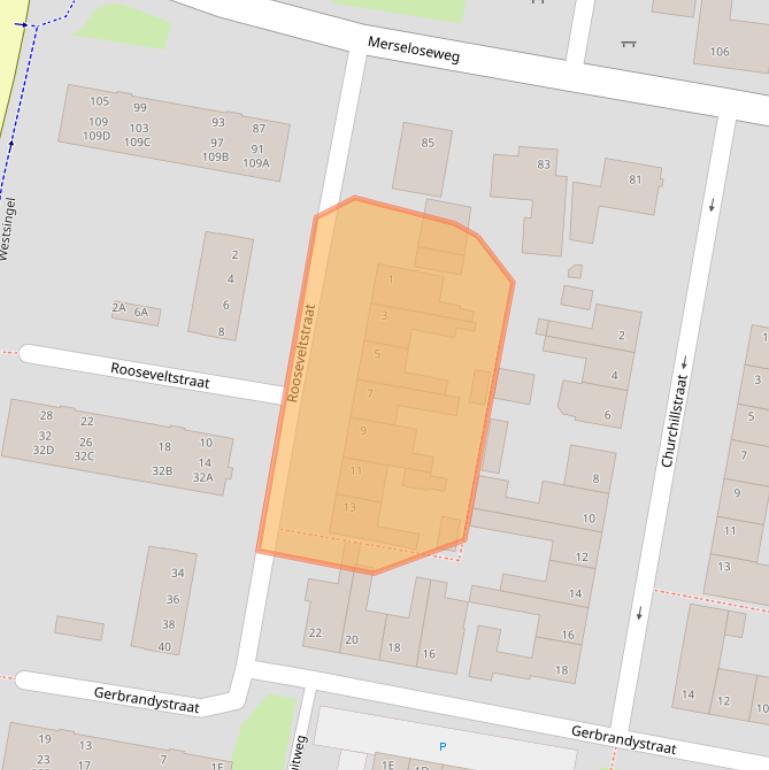 Kaart van postcodegebied 5801XE.