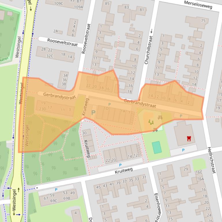 Kaart van postcodegebied 5801XJ.