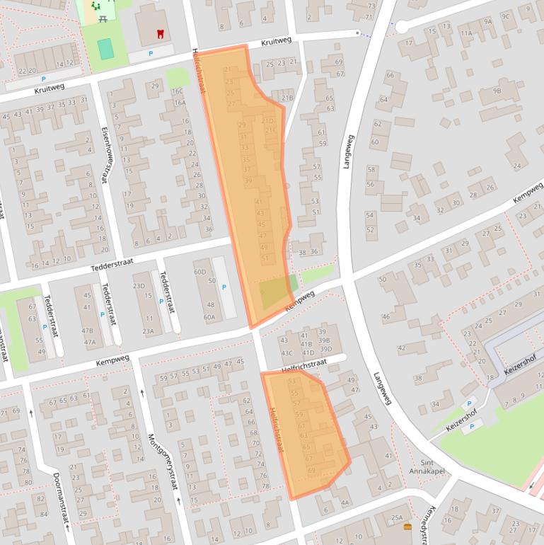 Kaart van postcodegebied 5801XL.