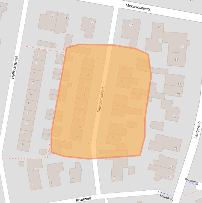 Kaart van postcodegebied 5801XP.