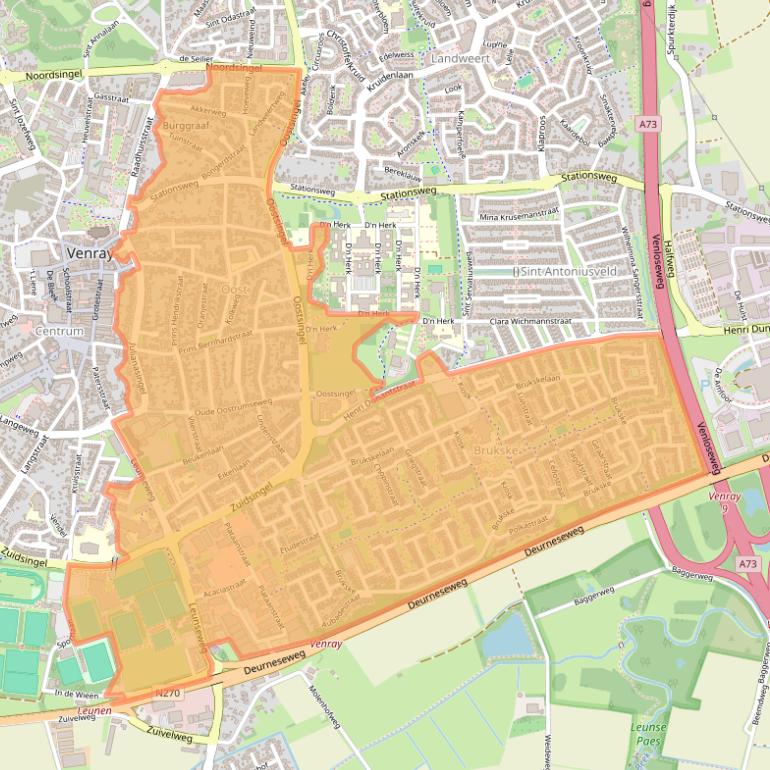 Kaart van postcodegebied 5802.