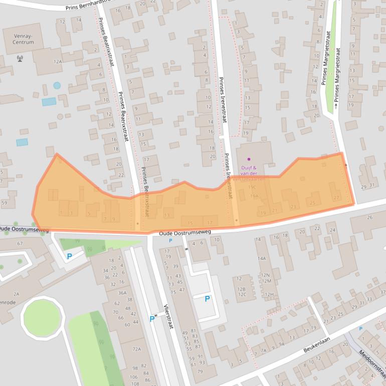 Kaart van postcodegebied 5802CA.